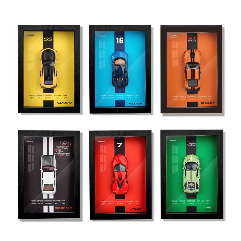 1:32 Telaio per Foto in Metallo in Lega Versione Modello Di Auto Sportiva Simulazione Auto Da Corsa 3D Collezione Di Dipinti Appesi Regali per Bambini Decorazione