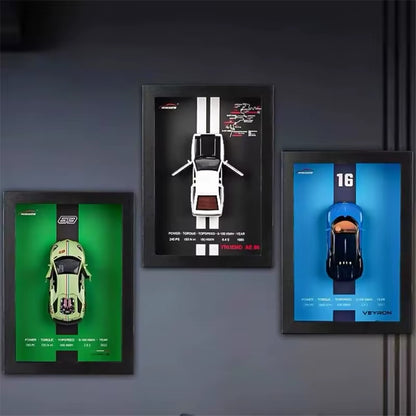 1:32 Telaio per Foto in Metallo in Lega Versione Modello Di Auto Sportiva Simulazione Auto Da Corsa 3D Collezione Di Dipinti Appesi Regali per Bambini Decorazione